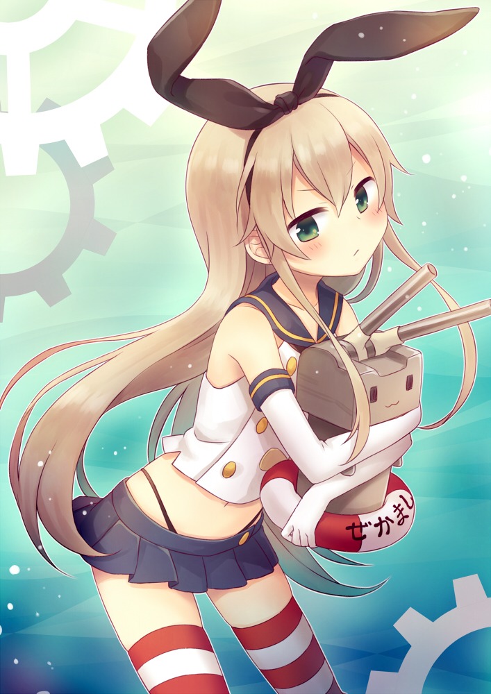 amene_kurumi, kantai_collection, pantsu, rensouhou-chan, shimakaze_(kancolle), thighhighs