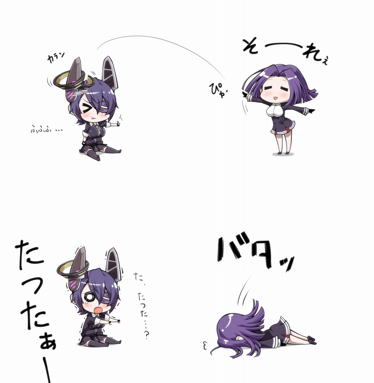 chibi, eyepatch, kantai_collection, tanaka_kusao, tatsuta_(kancolle), tenryuu_(kancolle)