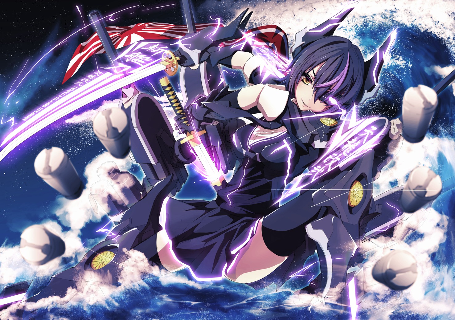eyepatch, kantai_collection, meron_to_maria, sword, tenryuu_(kancolle), thighhighs
