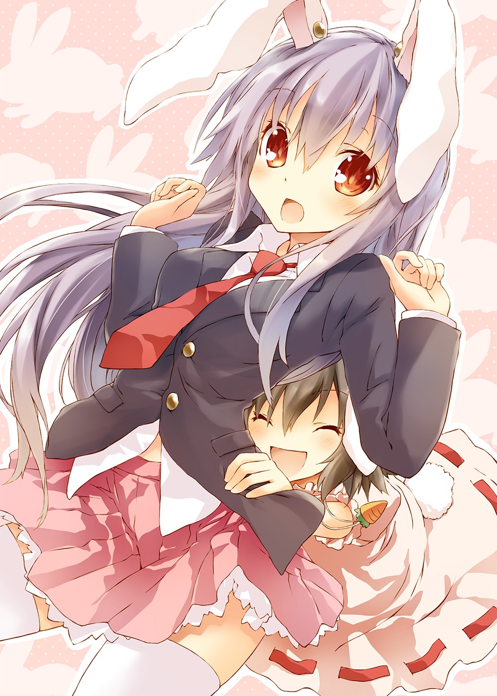 animal_ears, bunny_ears, inaba_tewi, reisen_udongein_inaba, saeki_thoma, thighhighs, touhou