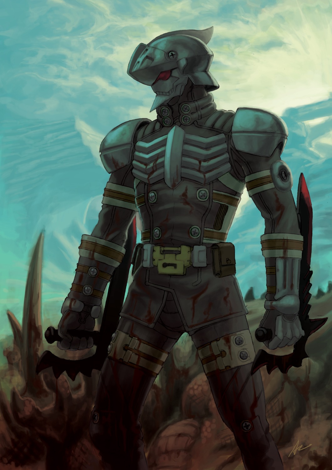 alteil, armor, blood, male, tagme
