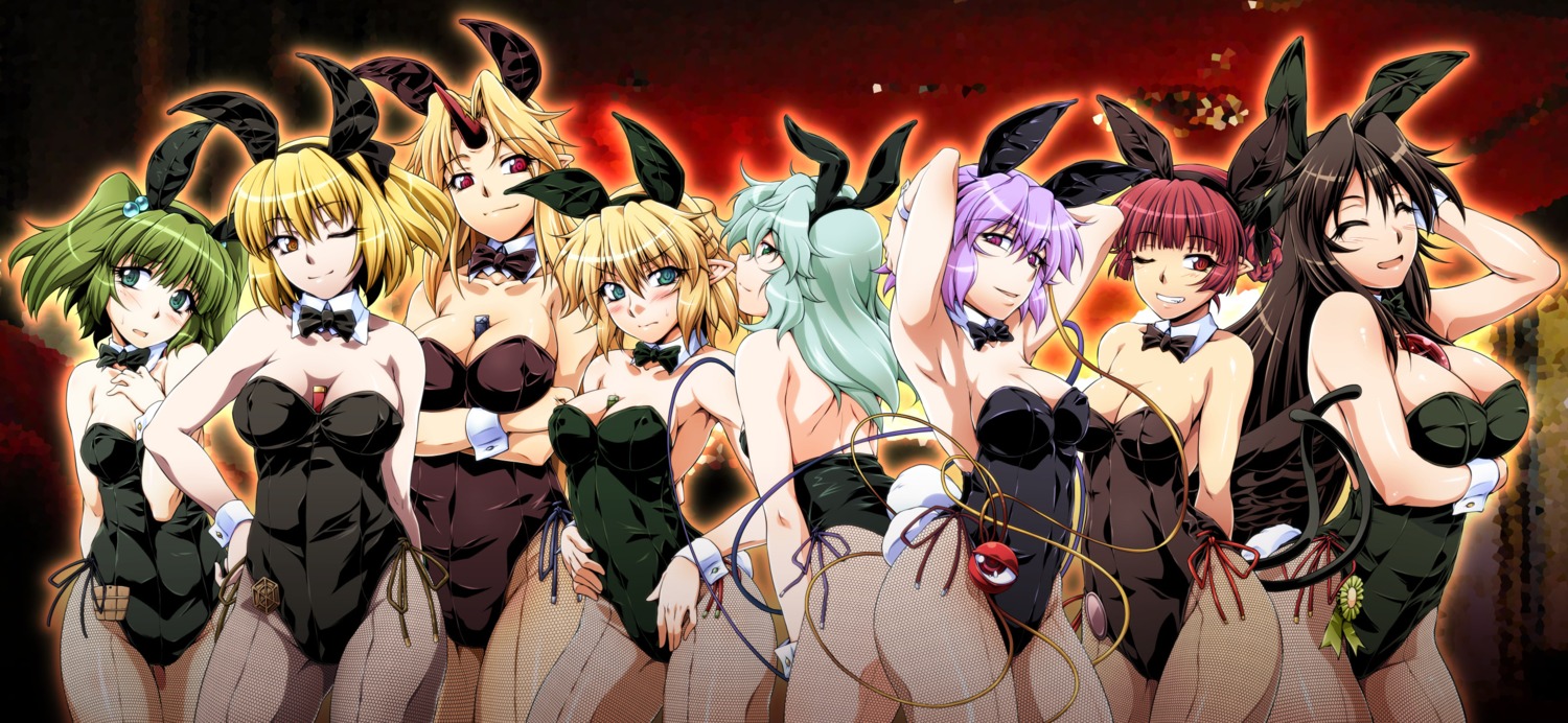 animal_ears, bunny_ears, bunny_girl, hoshiguma_yuugi, kaenbyou_rin, kisume, komeiji_koishi, komeiji_satori, kurodani_yamame, mizuhashi_parsee, ootsuki_wataru, pantyhose, reiuji_utsuho, touhou
