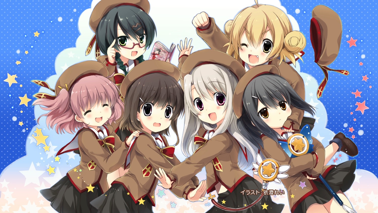 endcard, fate/kaleid_liner_prisma_illya, fate/stay_night, gakumazawa_tatsuko, illyasviel_von_einzbern, izumi_rei, katsura_mimi, kurihara_suzuka