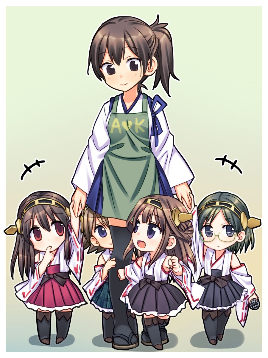 haruna_(kancolle), hiei_(kancolle), kaga_(kancolle), kantai_collection, kirishima_(kancolle), kongou_(kancolle), yuuki_keisuke