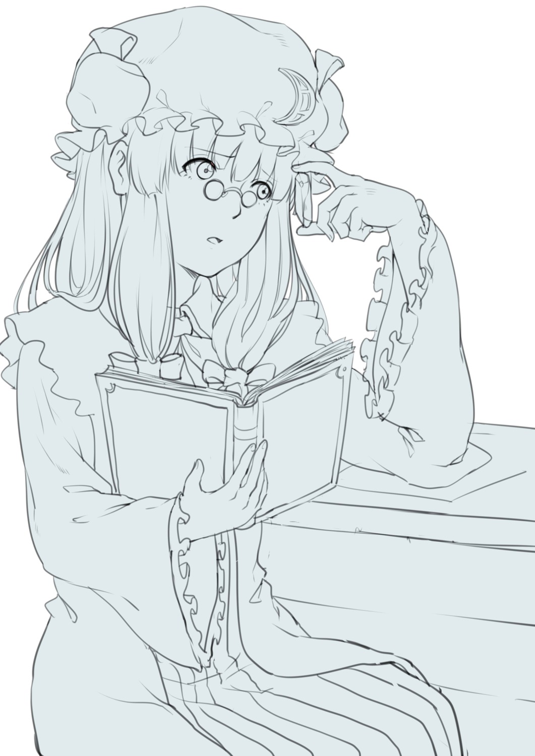 kurohane, monochrome, patchouli_knowledge, touhou