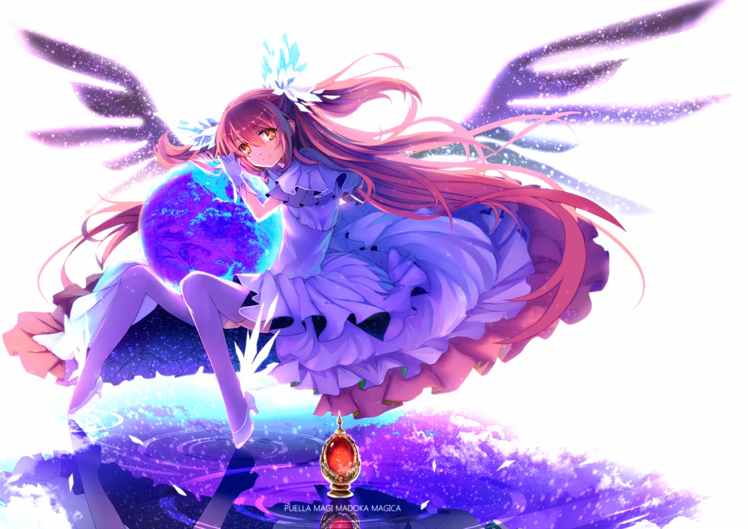 heels, john_dee, kaname_madoka, mahou_shoujo_madoka_magica, thighhighs, ultimate_madoka, wings