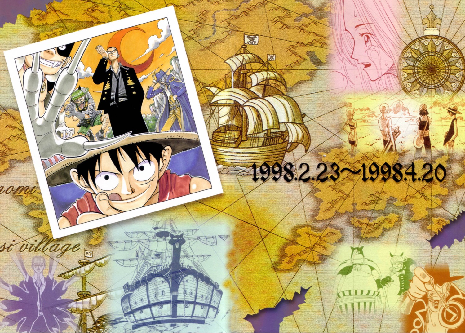 buchi_(one_piece), jango, kuro_(one_piece), male, monkey_d_luffy, oda_eiichirou, one_piece, sham_(one_piece)