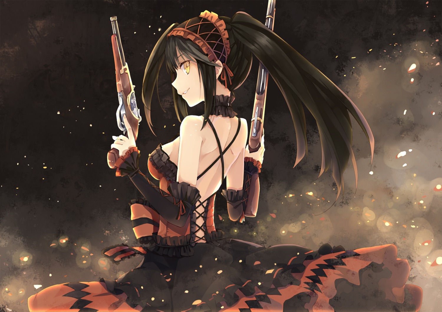 date_a_live, dress, gothic_lolita, gun, hao_(patinnko), lolita_fashion, tokisaki_kurumi