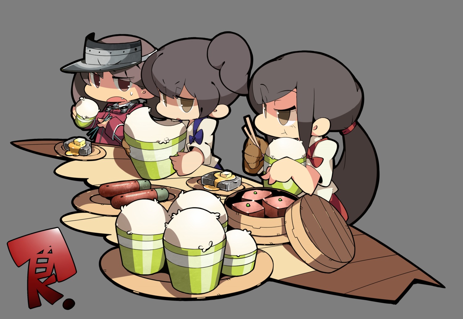 akagi_(kancolle), chibi, dateneco, kaga_(kancolle), kantai_collection, ryuujou_(kancolle)