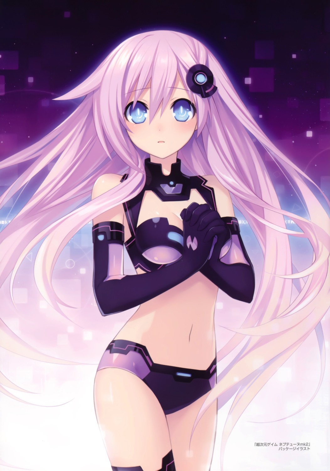 bodysuit, choujigen_game_neptune, choujigen_game_neptune_mk2, compile_heart, purple_sister, thighhighs, tsunako