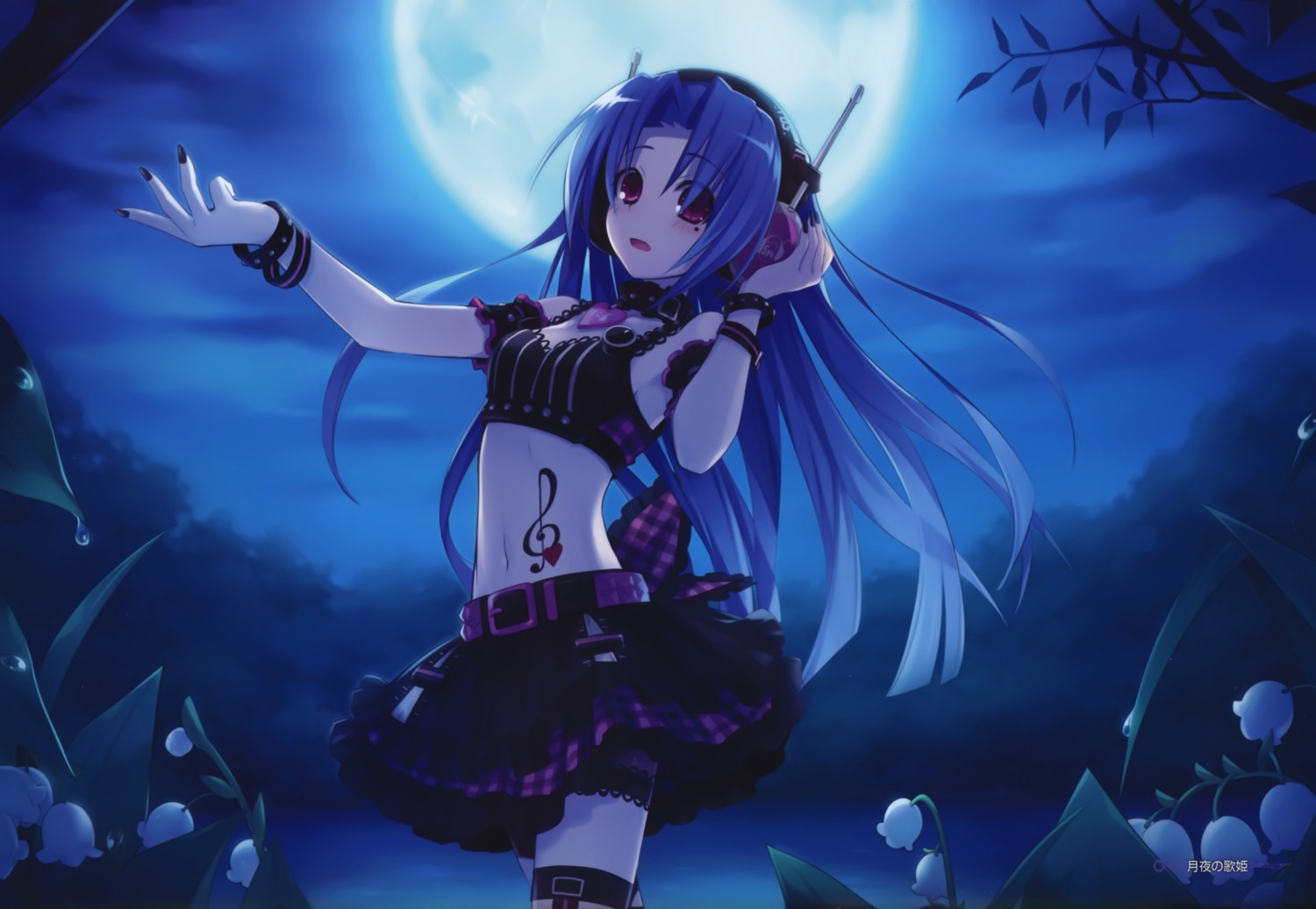 5pb._(choujigen_game_neptune), choujigen_game_neptune, headphones, tattoo, thighhighs, tsunako