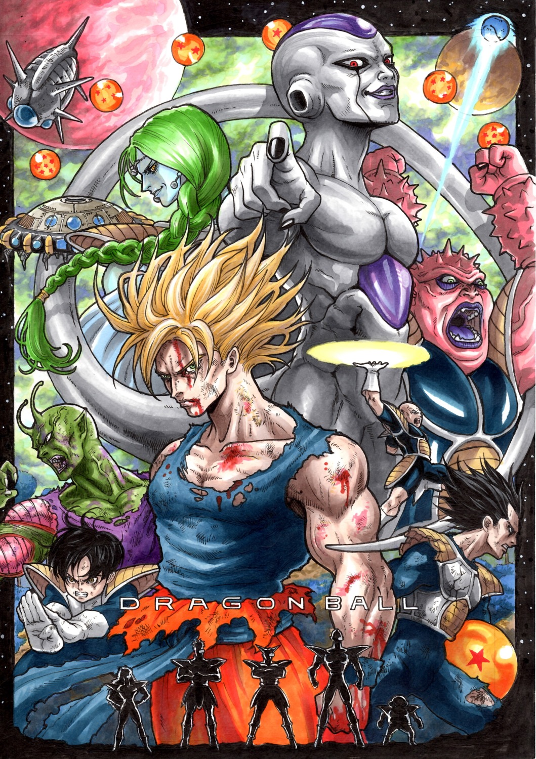 dragon_ball, dragon_ball_z, male, piccolo, son_gohan, son_gokuu, takumi_(marlboro), vegeta
