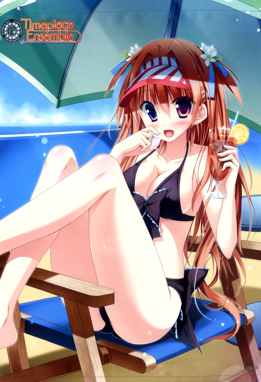 bikini, cleavage, glace, heterochromia, kuramae_nanami, sesena_yau, swimsuits, timepiece_ensemble