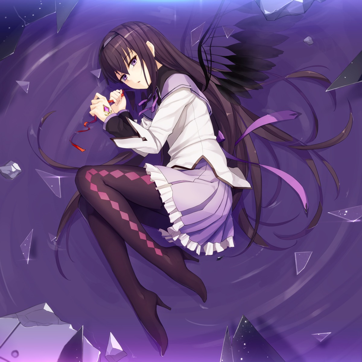 akemi_homura, mahou_shoujo_madoka_magica, pantyhose, prime, wings