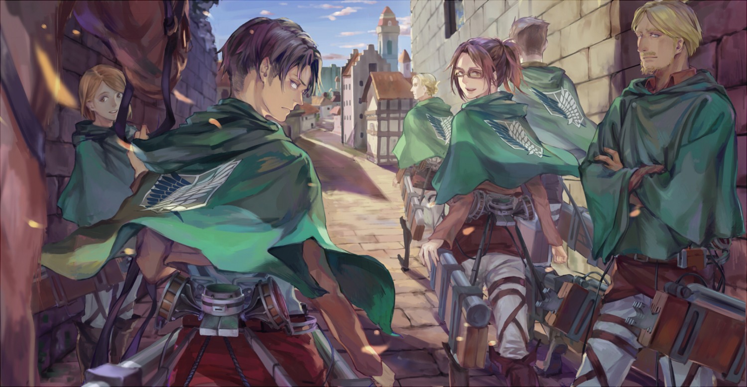 erd_gin, gunter_shulz, hanji_zoe, levi_ackerman, megane, mike_zakarius, petra_ral, shingeki_no_kyojin