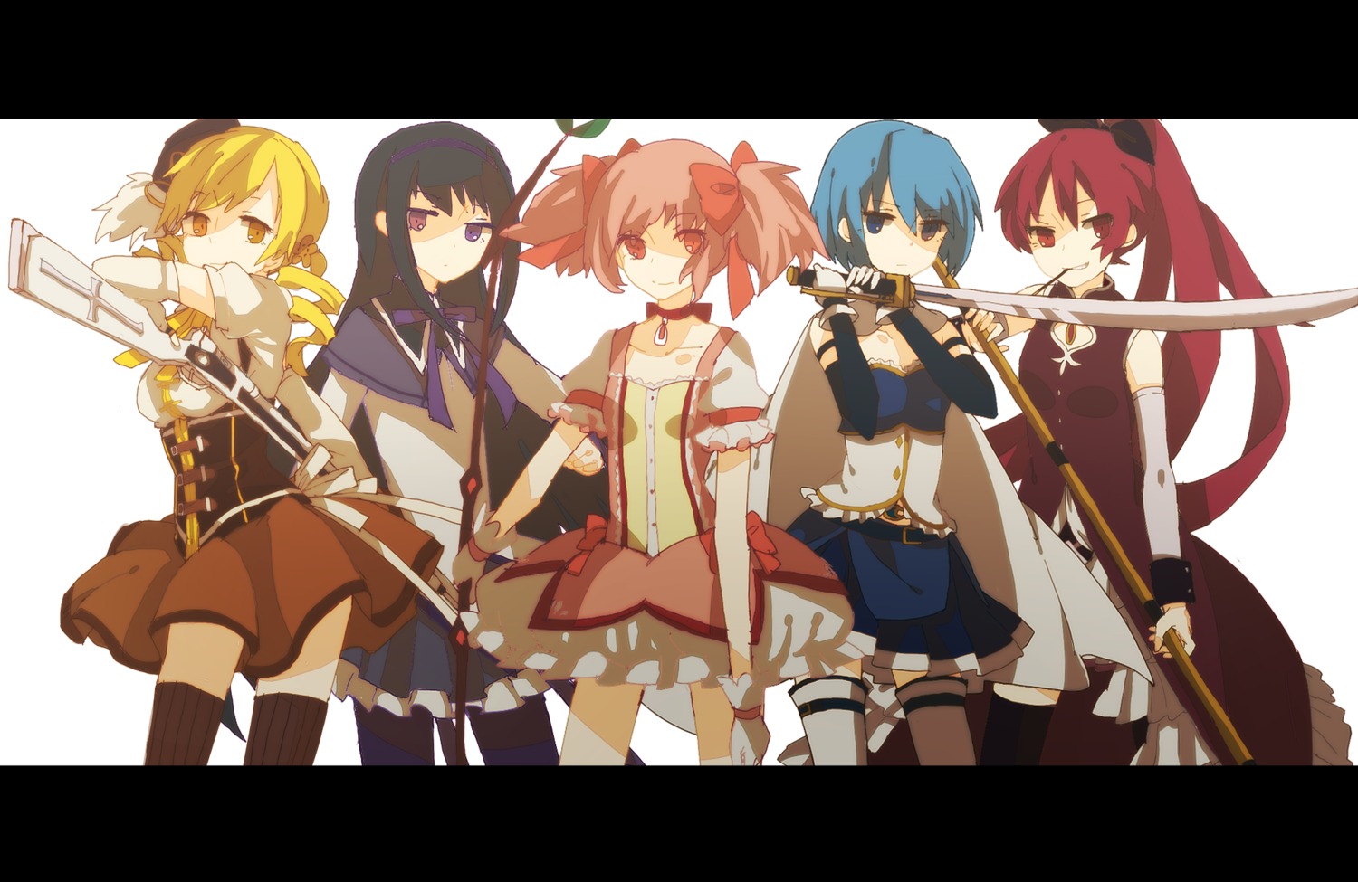 akemi_homura, gun, kaname_madoka, lemontea, mahou_shoujo_madoka_magica, miki_sayaka, pantyhose, sakura_kyouko