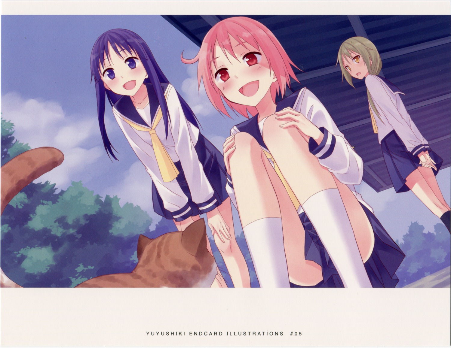 endcard, hinata_yukari, ichii_yui, madoka_aguri, mikaze_takashi, seifuku, yuyushiki