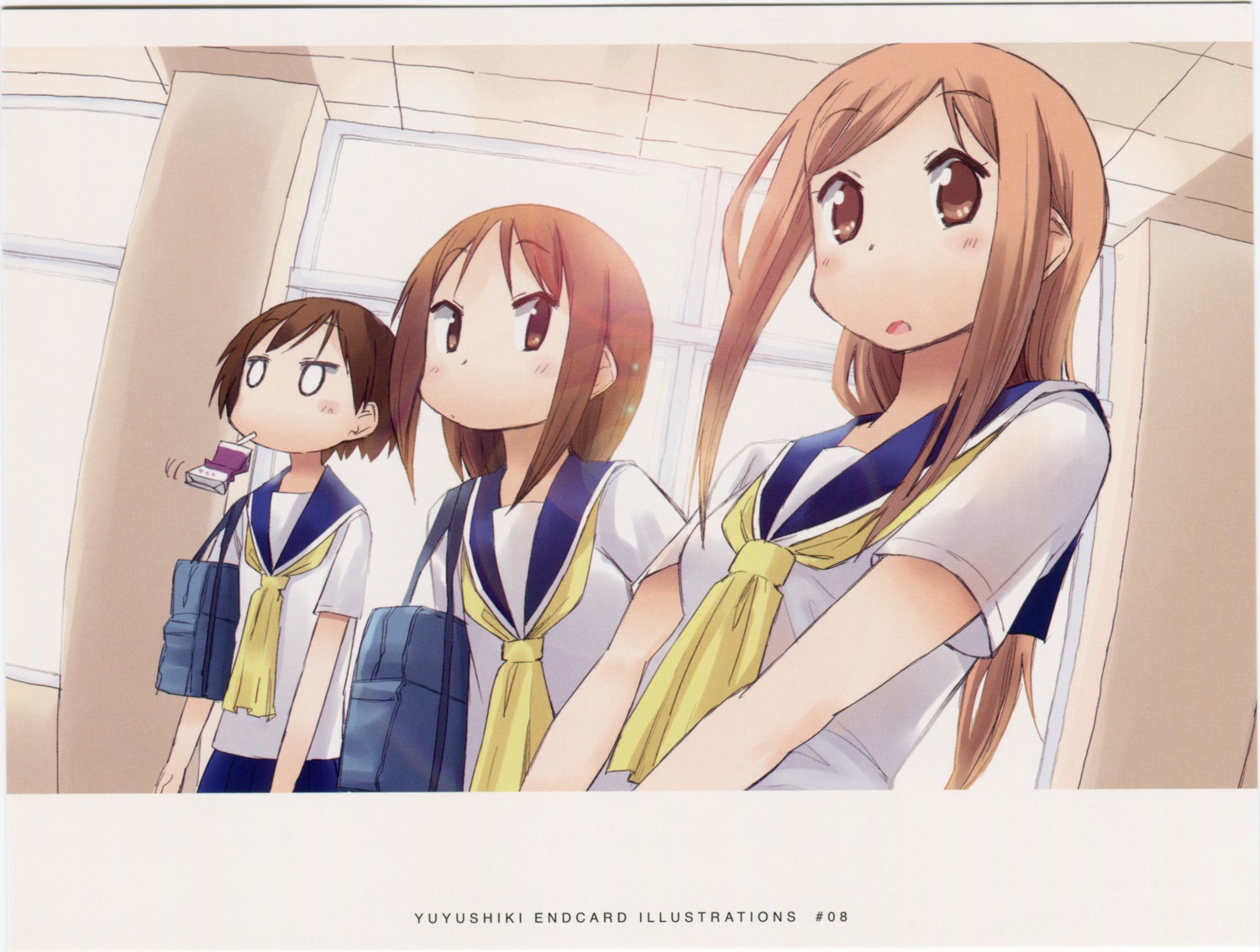 aikawa_chiho, endcard, hasegawa_fumi, kakifly, okano_kei, seifuku, yuyushiki