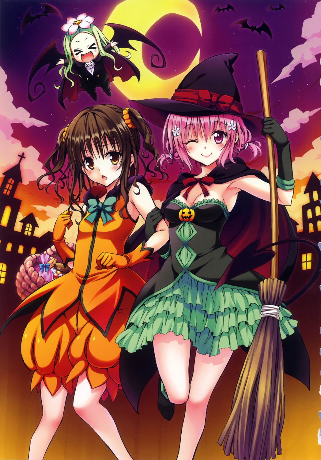bloomers, celine, cleavage, halloween, momo_velia_deviluke, tail, to_love_ru, wings