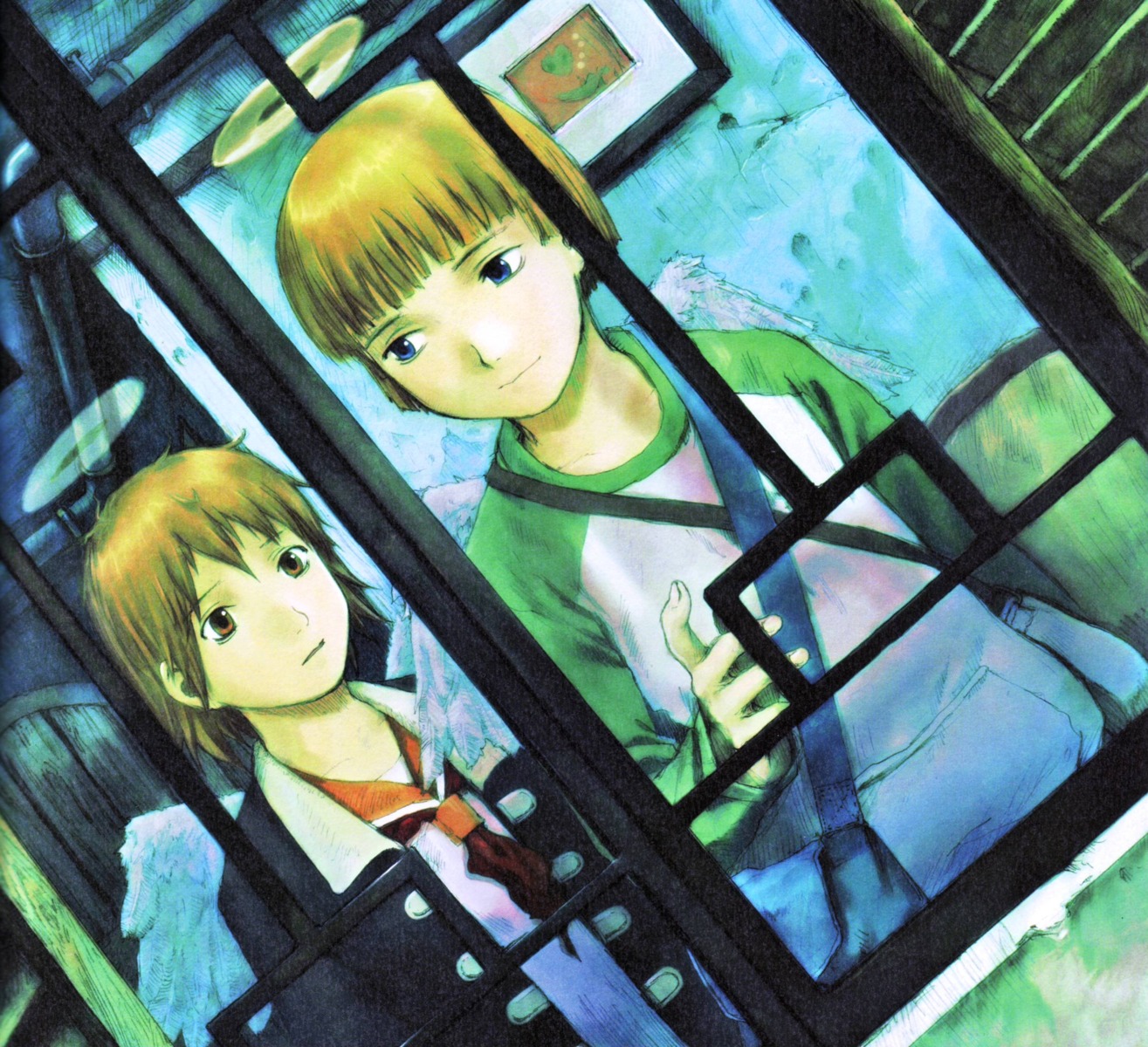 abe_yoshitoshi, haibane_renmei, kuu_(haibane_renmei), rakka, wings