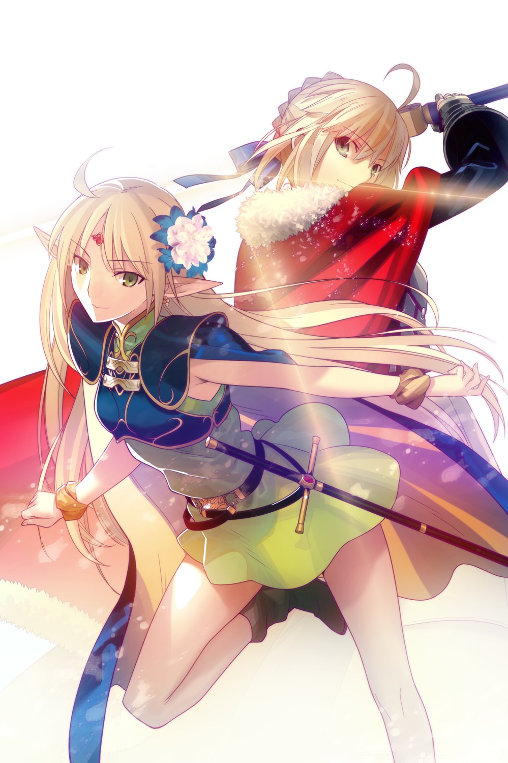 artoria_pendragon_(fate), deedlit, elf, fate/stay_night, pointy_ears, record_of_lodoss_war, sword, takeuchi_takashi, type-moon