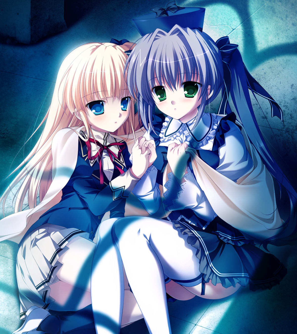 kotono_yuuri, mikeou, root√double_-before_crime＊after_days-, sannomiya_louise_yui, seifuku, thighhighs, yeti