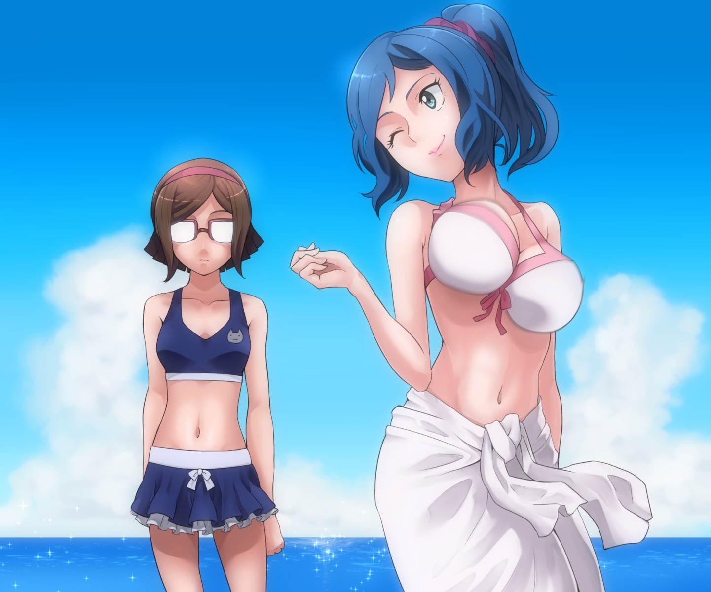 bikini, cleavage, gundam, gundam_build_fighters, iori_rinko, kousaka_china, megane, nukosan.
