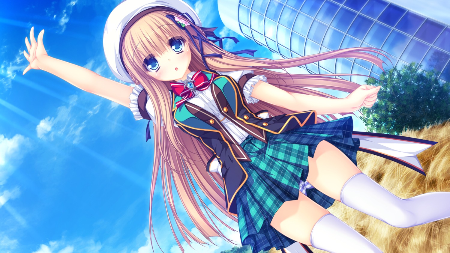 game_cg, kawasumi_yurika, magicalic_sky_high, mikagami_mamizu, pantsu, seifuku, shimapan, thighhighs, whirlpool