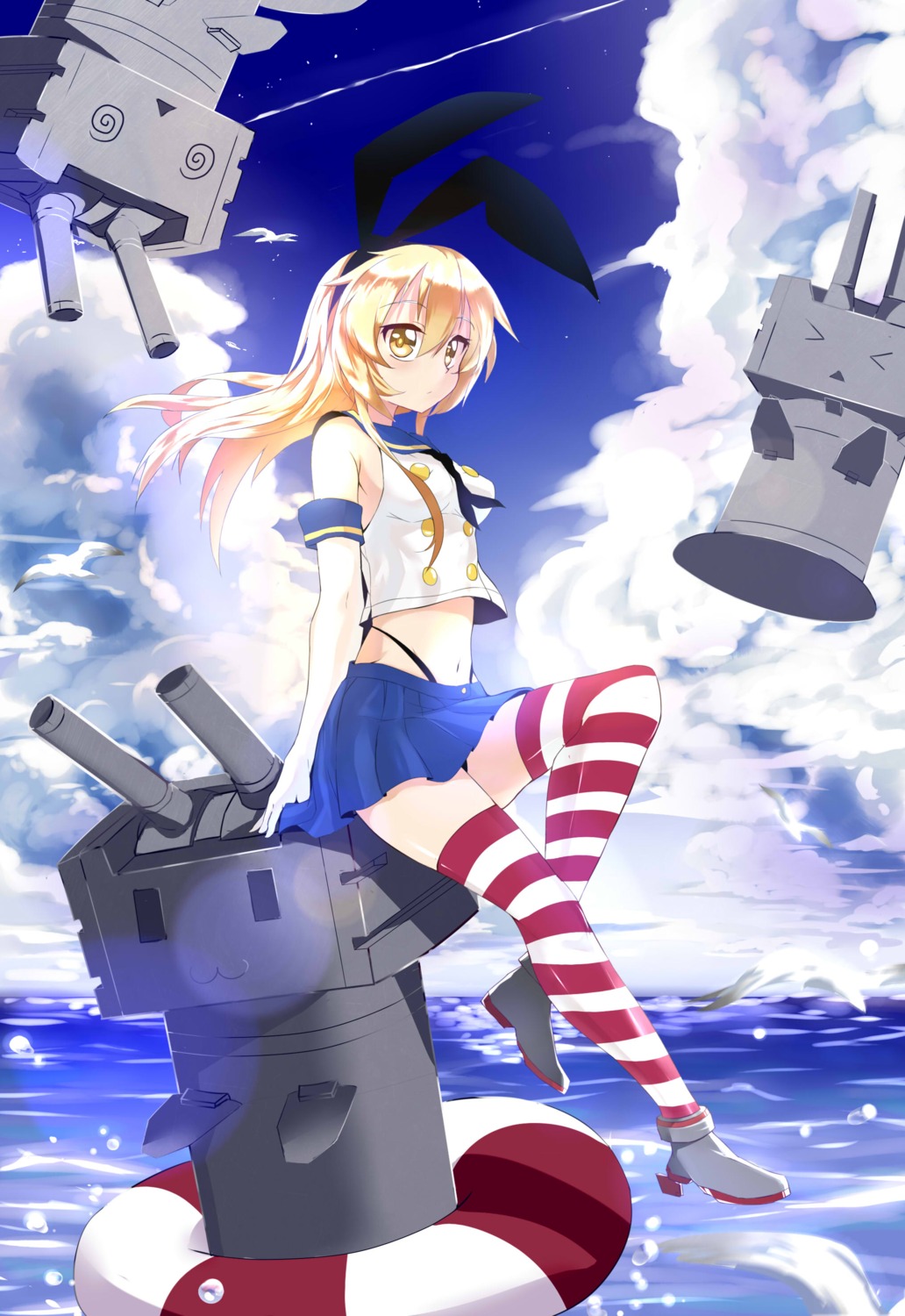 caibao, kantai_collection, pantsu, rensouhou-chan, shimakaze_(kancolle), thighhighs