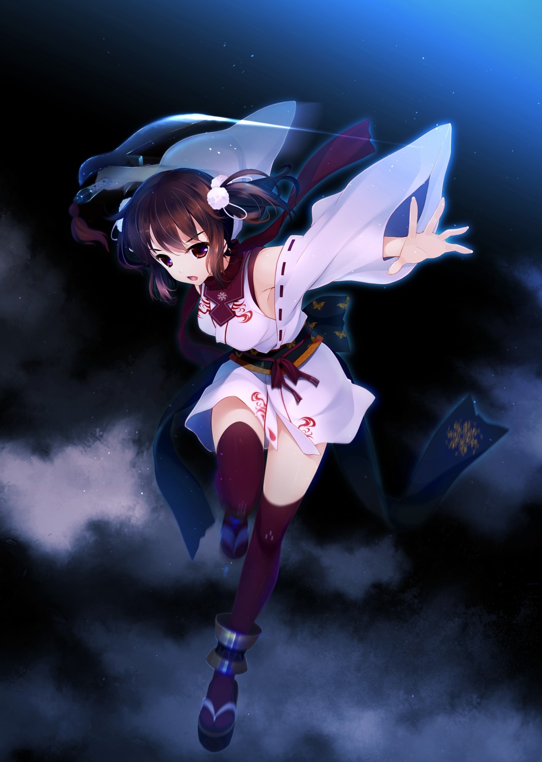 game_cg, hayakawa_harui, japanese_clothes, lass, shoujo_shiniki_shoujo_tengoku, sword, thighhighs, tsukamine_miori