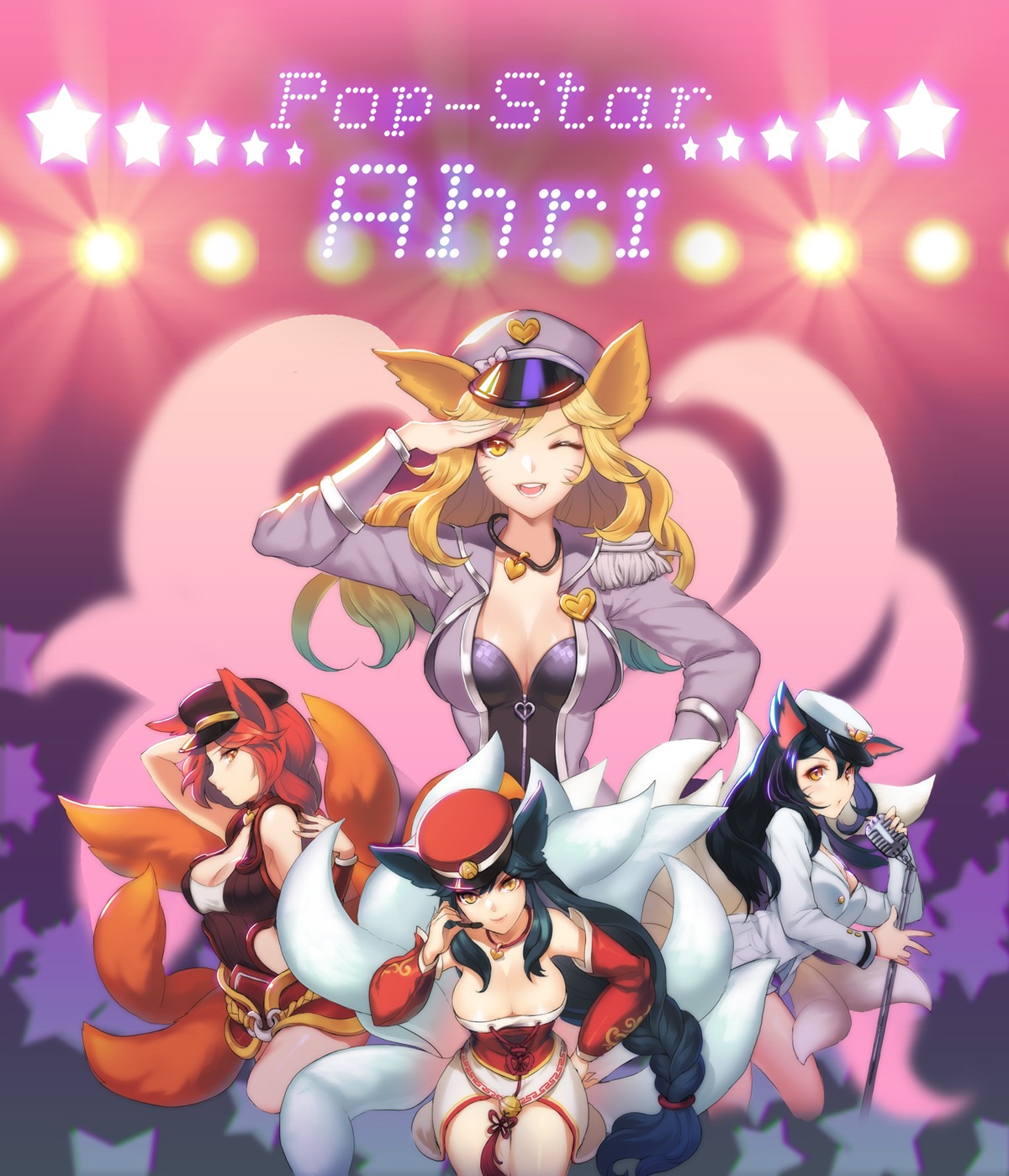 ahri, animal_ears, cleavage, dakun, kitsune, league_of_legends, tail