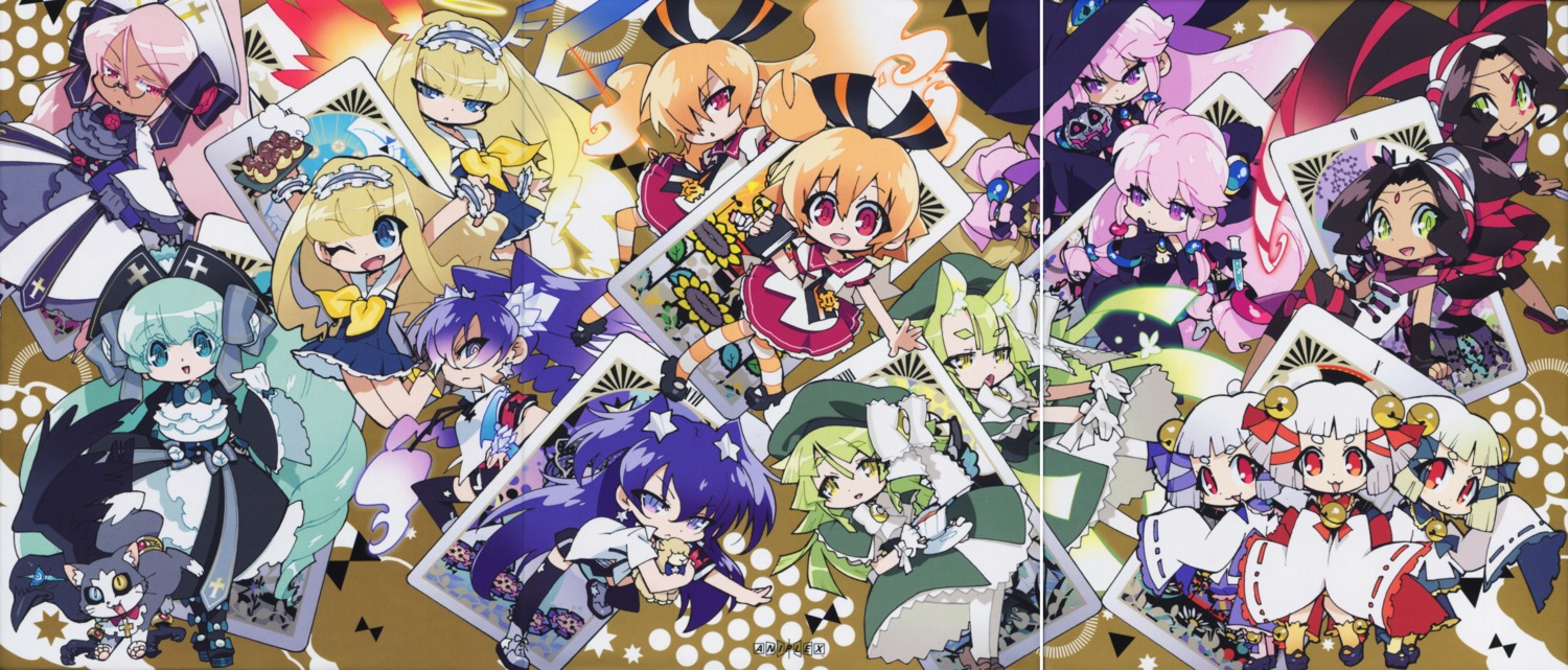 animal_ears, ariel_valtiel_westcott, chibi, color_gap, crease, dress, etia_visconti, genei_wo_kakeru_taiyou, hoshikawa_seira, laplace, megane, meltina_melvis, neko, priscilla_twilight, schrodinger, shirokane_ginka, taiyou_akari, tendou_mutsuki, tendou_mutsumi, tendou_nanase, thighhighs, tsukuyomi_luna