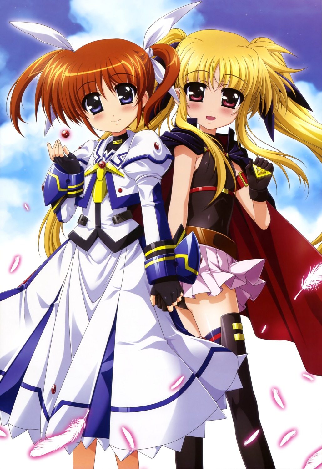 fate_testarossa, higa_yukari, mahou_shoujo_lyrical_nanoha, takamachi_nanoha, thighhighs