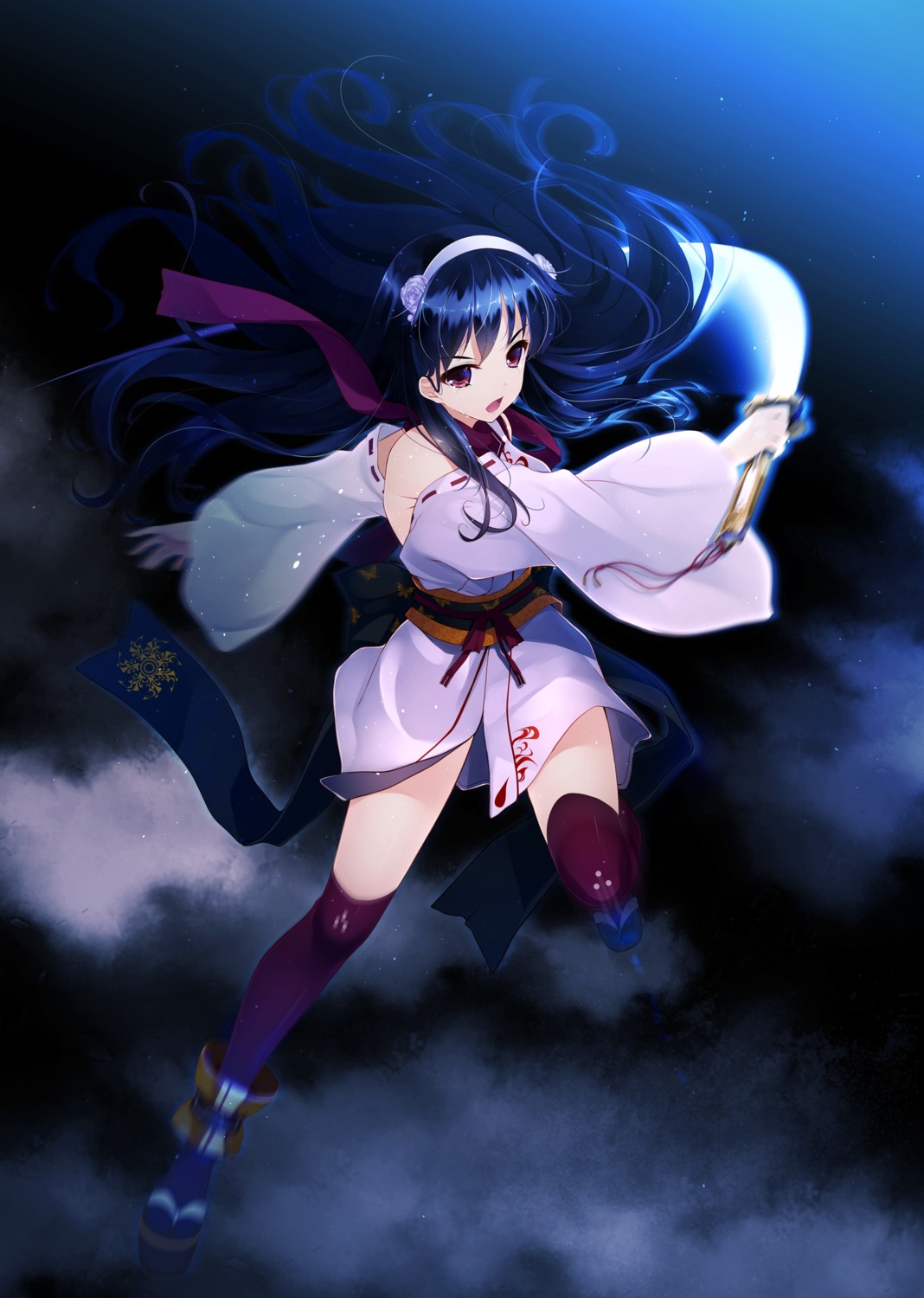 game_cg, hayakawa_harui, japanese_clothes, lass, okushiro_yuki, shoujo_shiniki_shoujo_tengoku, sword, thighhighs