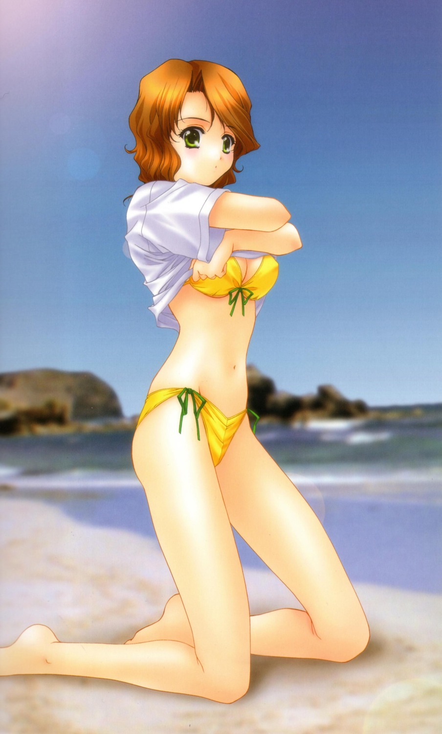 bikini, futaba_riho, kimizuka_aoi, love_songs, shirt_lift, swimsuits