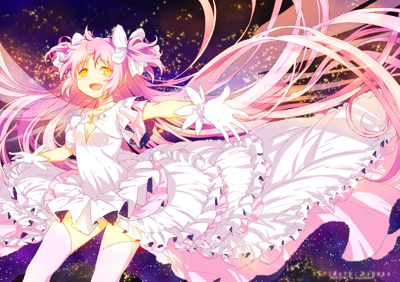 d_midiror, dress, kaname_madoka, mahou_shoujo_madoka_magica, thighhighs, ultimate_madoka