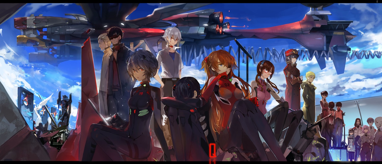 akagi_ritsuko, ayanami_rei, bodysuit, eyepatch, fuyutsuki_kouzou, ibuki_maya, ikari_gendou, ikari_shinji, katsuragi_misato, kitakami_midori, makinami_mari_illustrious, mecha, megane, nagisa_kaworu, neon_genesis_evangelion, saberiii, seifuku, souryuu_asuka_langley, suzuhara_sakura, tama_hideki, uniform