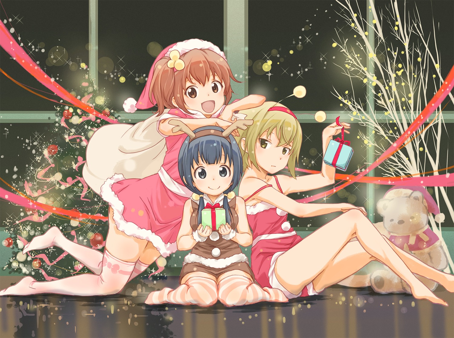 aiura, amaya_kanaka, christmas, hosoi_mieko, iwasawa_saki, thighhighs, uehara_ayuko