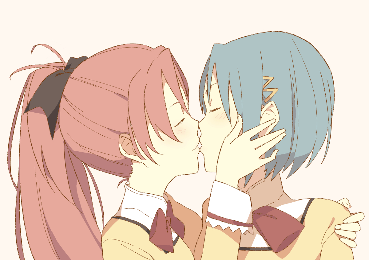 mahou_shoujo_madoka_magica, marakimi, miki_sayaka, sakura_kyouko, seifuku, yuri