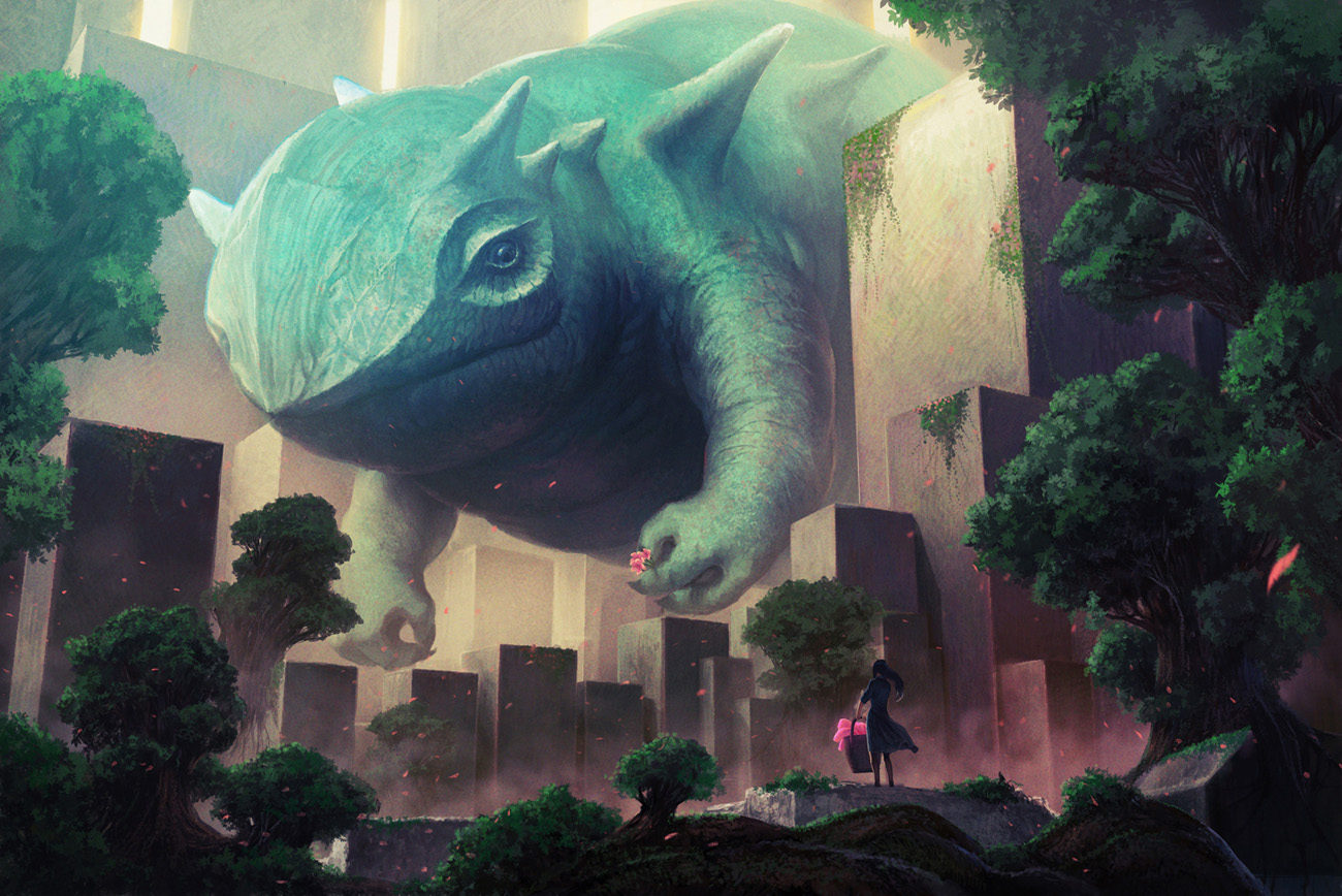 kakoto_mirai, landscape, monster