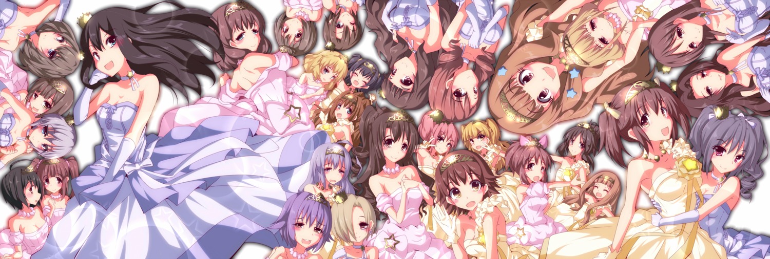 abe_nana, akagi_miria, anastasia_(idolm@ster), cleavage, dress, futaba_anzu, hino_akane_(idolm@ster), honda_mio, hoshi_shouko, ichihara_nina, imai_kana, jougasaki_mika, jougasaki_rika, kamiya_nao, kanzaki_ranko, kita_hinako, kohinata_miho, koshimizu_sachiko, moroboshi_kirari, natsu_(anta_tte_hitoha), ogata_chieri, sakuma_mayu, shibuya_rin, shimamura_uzuki, shirasaka_koume, takagaki_kaede, the_idolm@ster, the_idolm@ster_cinderella_girls, the_idolm@ster_cinderella_girls_u149, wedding_dress