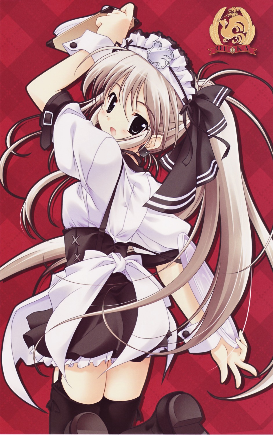 fujiwara_warawara, haruka_ni_aogi_uruwashi_no, kazamatsuri_miyabi, stockings, thighhighs, waitress