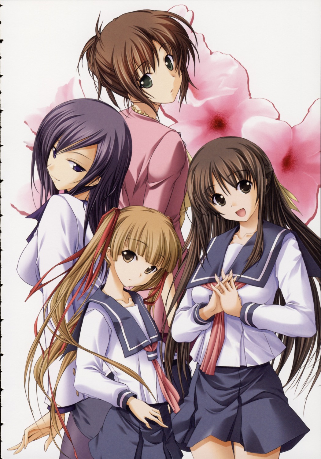 hizuki_ayumi, hizuki_mitsuna, hizuki_shino, hizuki_yuiko, kawagishi_keitarou, seifuku, shin_ringetsu