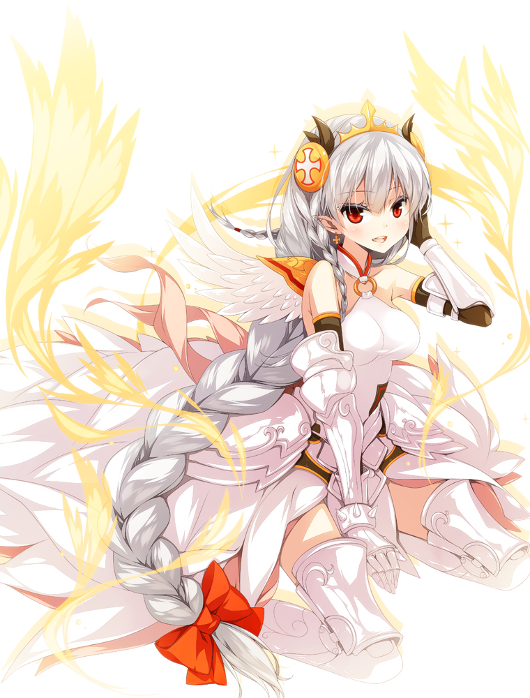 armor, pointy_ears, puzzle_&_dragons, reina_(black_spider), thighhighs, valkyrie_(p&d), wings