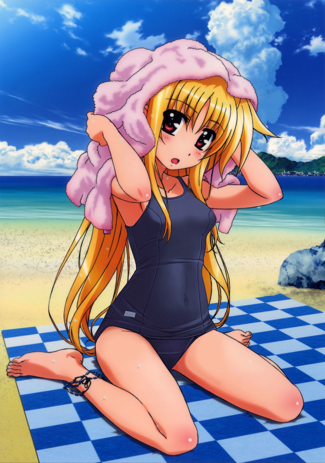 fate_testarossa, hashimoto_takayoshi, mahou_shoujo_lyrical_nanoha, photoshop, school_swimsuit, swimsuits, wet