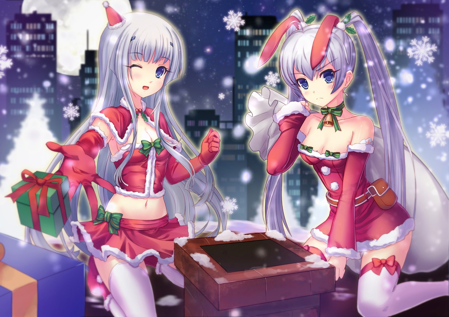 animal_ears, bunny_ears, christmas, cleavage, garter, inia_sestina, muv-luv, muv-luv_alternative