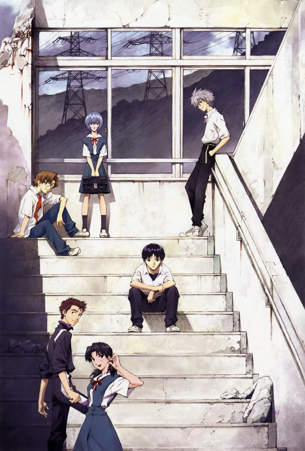 aida_kensuke, ayanami_rei, horaki_hikari, ikari_shinji, nagisa_kaworu, neon_genesis_evangelion, suzuhara_touji