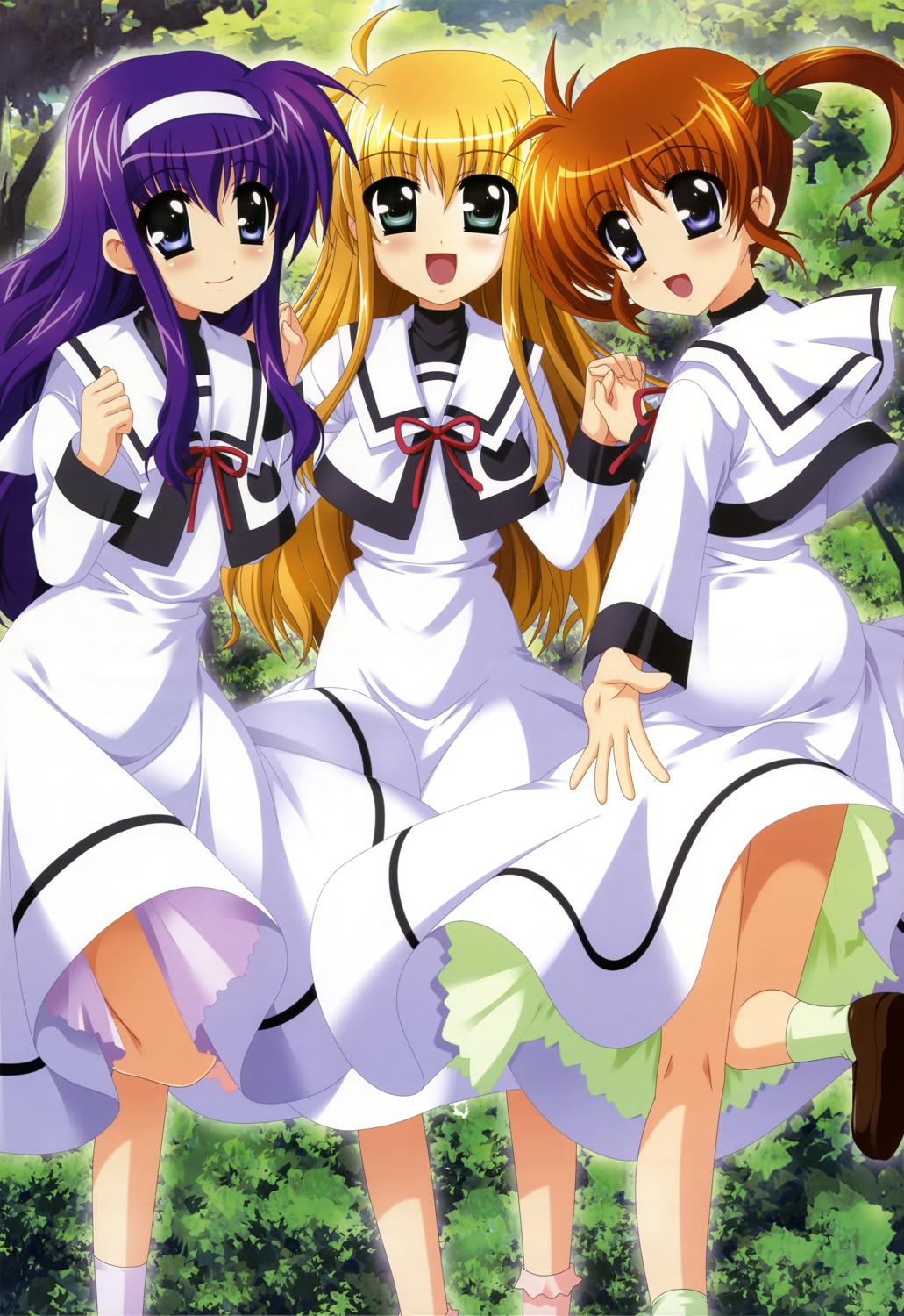alisa_bannings, higa_yukari, mahou_shoujo_lyrical_nanoha, seifuku, takamachi_nanoha, tsukimura_suzuka