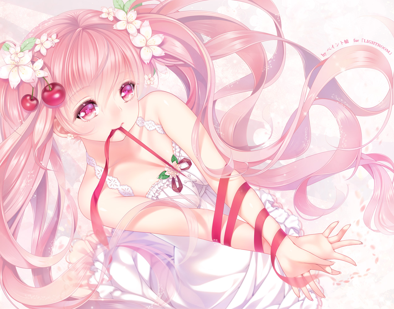 dress, hatsune_miku, paint_musume, sakura_miku, summer_dress, vocaloid