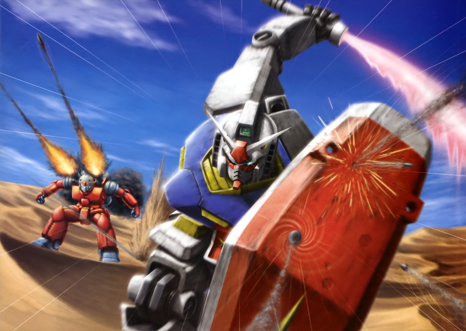 gun, guncannon, gundam, mecha, mobile_suit_gundam, rx-78-2_gundam, sword, weapon